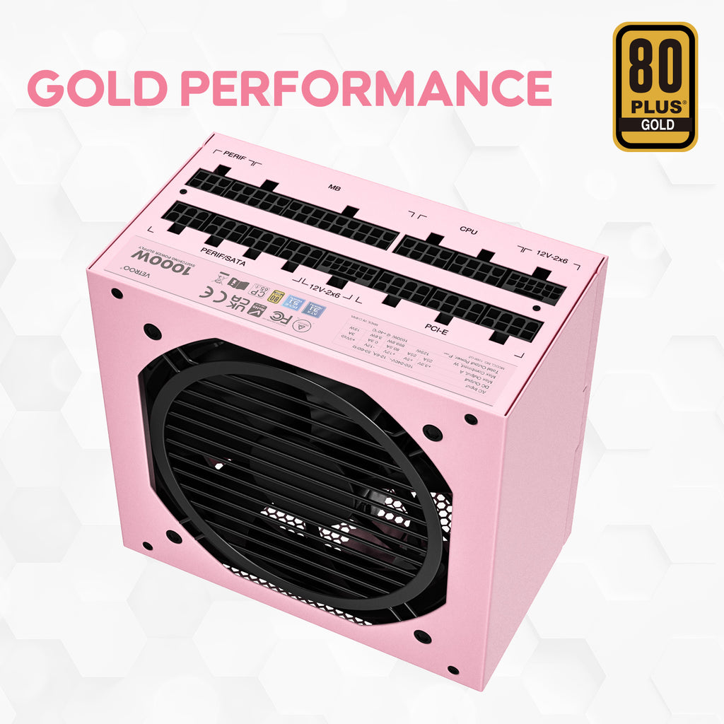 Vetroo 1000W Power Supply ATX 3.1 Ready, Dual PCIe 5.1, 80 Plus Gold, Full Modular FDB Fan