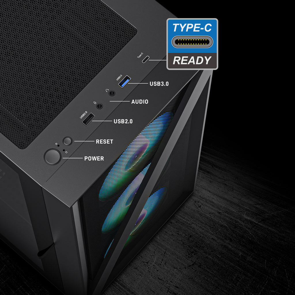 Vetroo M05 Compact Computer Case Micro ATX, Black / White / Green / Pink
