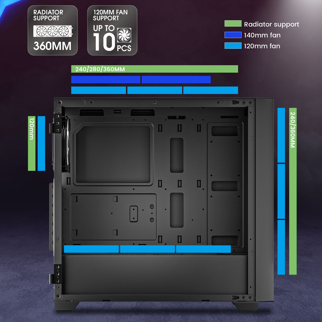 Vetroo AL800 E-ATX PC Case, Support 360mm AIO, Up to 10 Fans, Suitable for RTX 50 Series GPUs