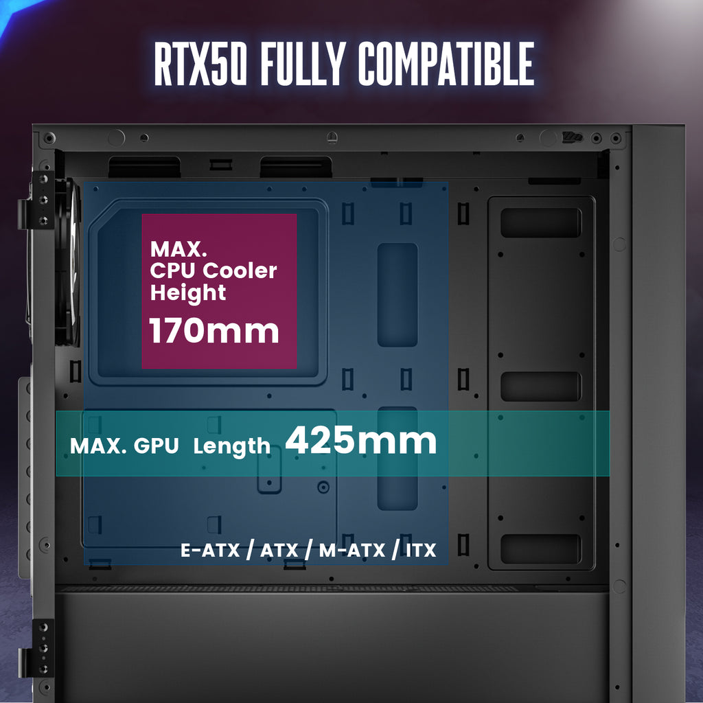 Vetroo AL800 E-ATX PC Case, Support 360mm AIO, Up to 10 Fans, Suitable for RTX 50 Series GPUs
