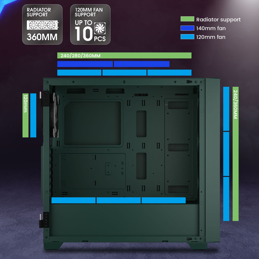 Vetroo AL800 E-ATX PC Case, Support 360mm AIO, Up to 10 Fans, Suitable for RTX 50 Series GPUs