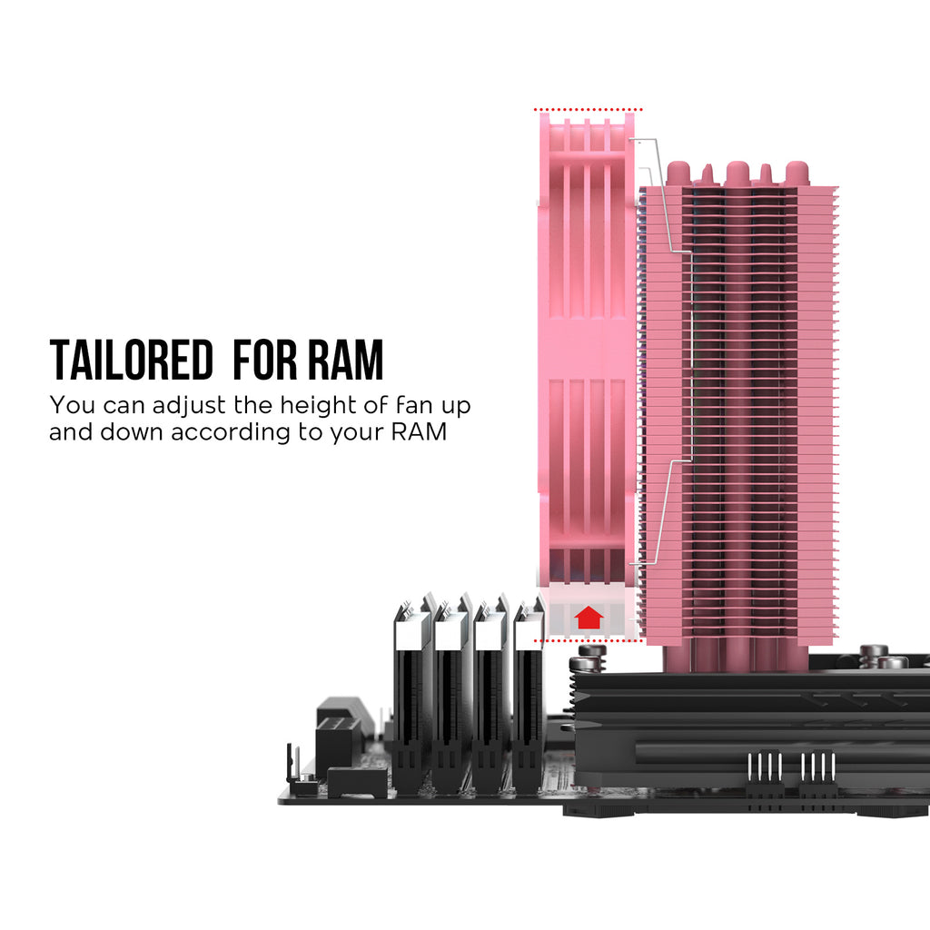 Vetroo V5 120mm PWM, ARGB Sync CPU Cooler, 5 Heat Pipes, 150W TDP