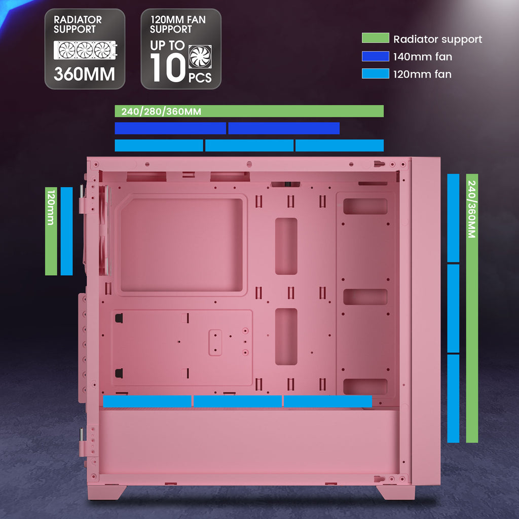 Vetroo AL800 E-ATX PC Case, Support 360mm AIO, Up to 10 Fans, Suitable for RTX 50 Series GPUs