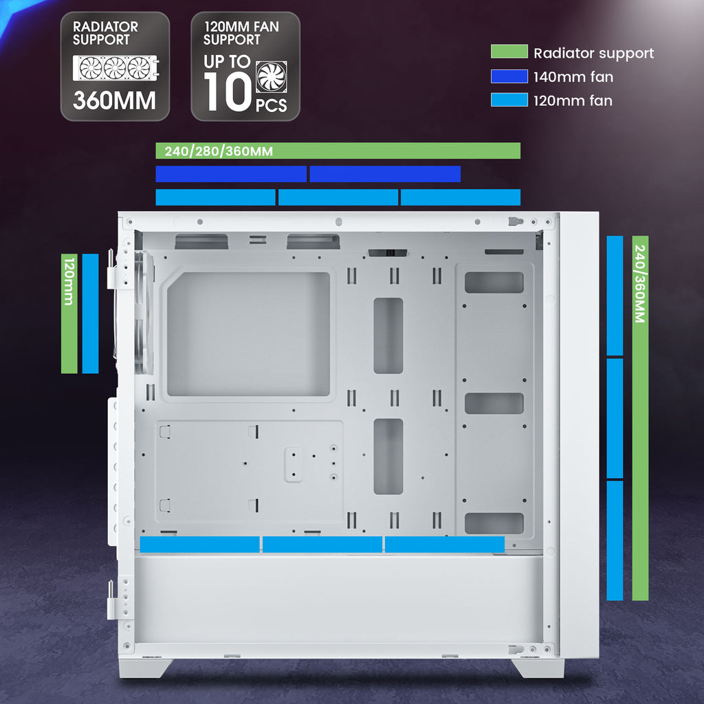 Vetroo AL800 E-ATX PC Case, Support 360mm AIO, Up to 10 Fans, Suitable for RTX 50 Series GPUs
