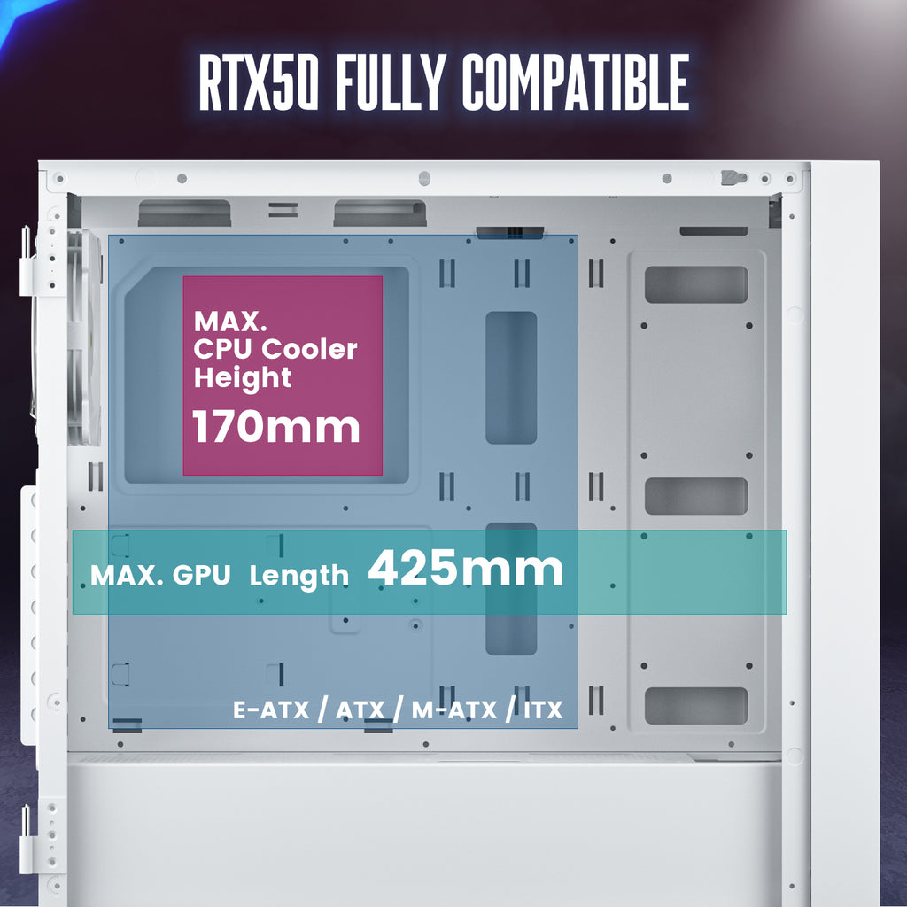Vetroo AL800 E-ATX PC Case, Support 360mm AIO, Up to 10 Fans, Suitable for RTX 50 Series GPUs