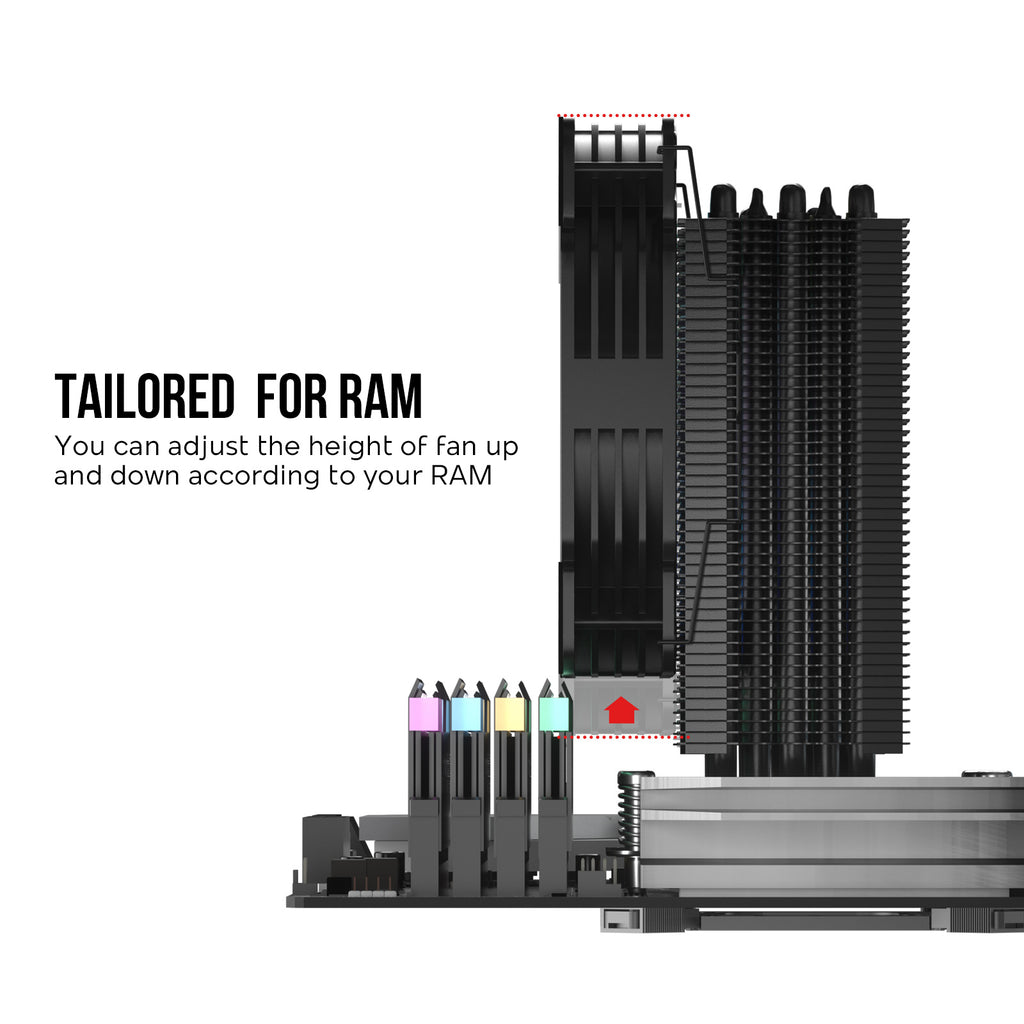 Vetroo V5 120mm PWM, ARGB Sync CPU Cooler, 5 Heat Pipes, 150W TDP