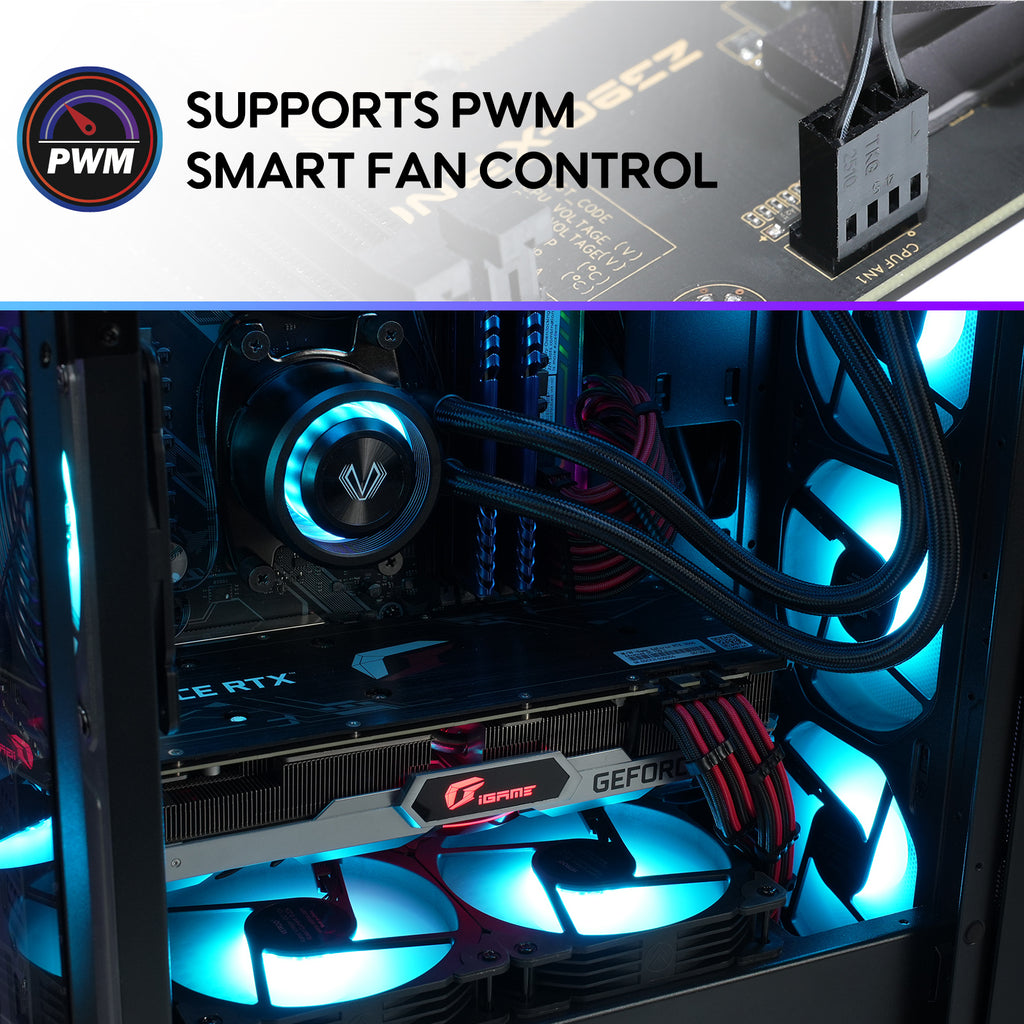 Vetroo 20-Port Case Fan Hub with Remote, SATA Power 10-Port 4-Pin PWM Fan Speed and 10-Port 3-Pin ARGB Lighting Controller