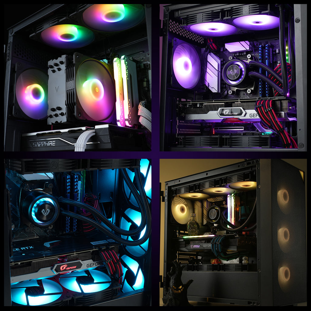 Vetroo 20-Port Case Fan Hub with Remote, SATA Power 10-Port 4-Pin PWM Fan Speed and 10-Port 3-Pin ARGB Lighting Controller