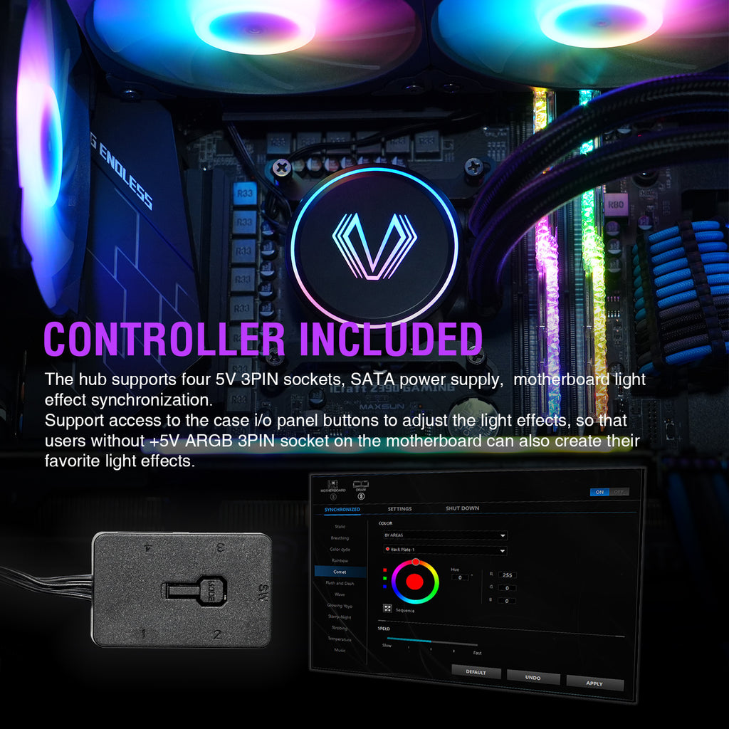 Vetroo V360 Liquid CPU Cooler, 3X 120mm Addressable RGB & PWM Fans/Pump, 360mm Radiator 290W TDP AIO Water Cooler w/Controller Hub for Intel LGA 1851/1700/1200/115X AMD AM5/AM4, for Gaming Console