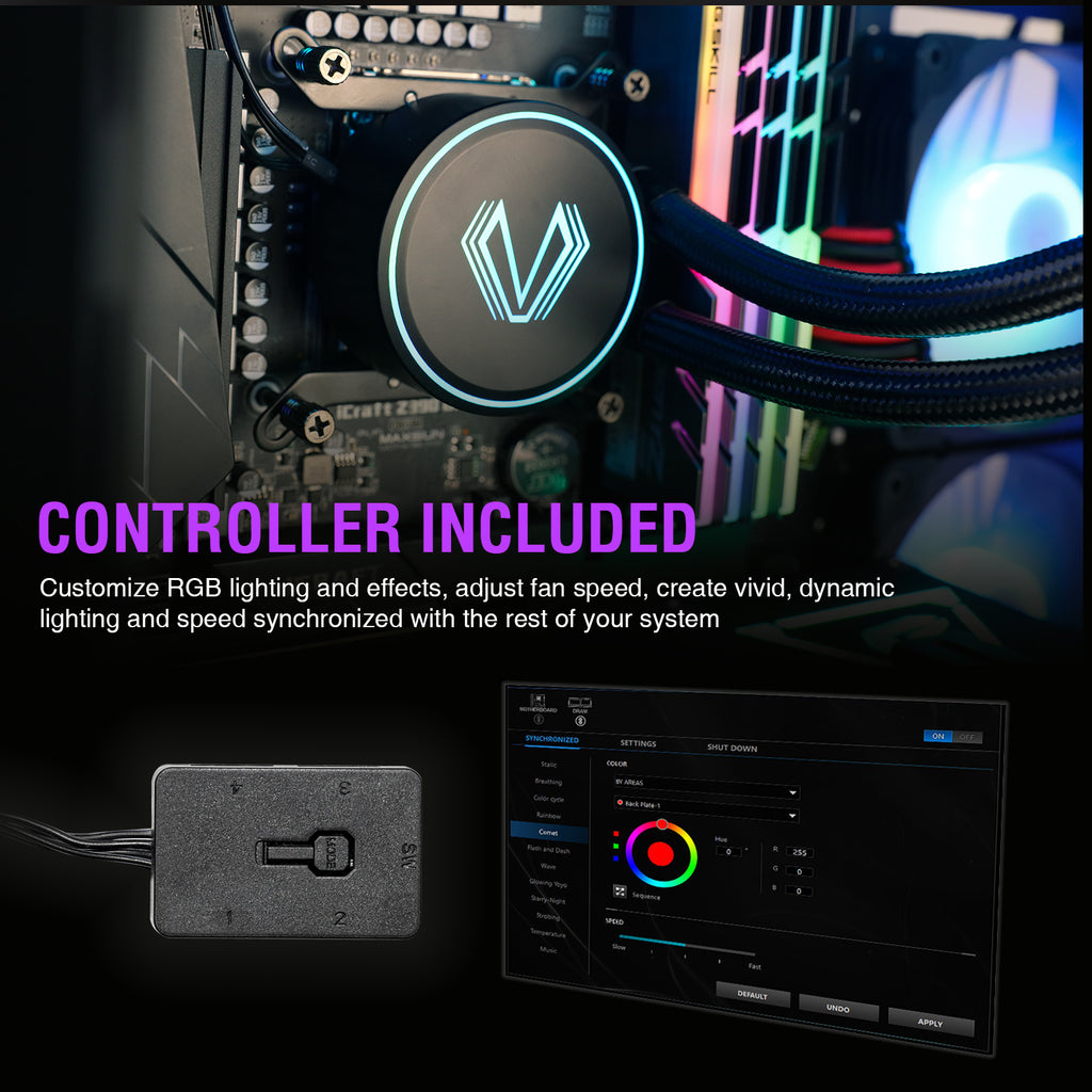 Vetroo V240 Liquid CPU Cooler 240mm Addressable RGB & PWM Pump & Fans 250W TDP AIO Water Cooler w/Controller Hub for Intel LGA 1851/1700/1200/115X AMD AM5/AM4 for Gaming Console