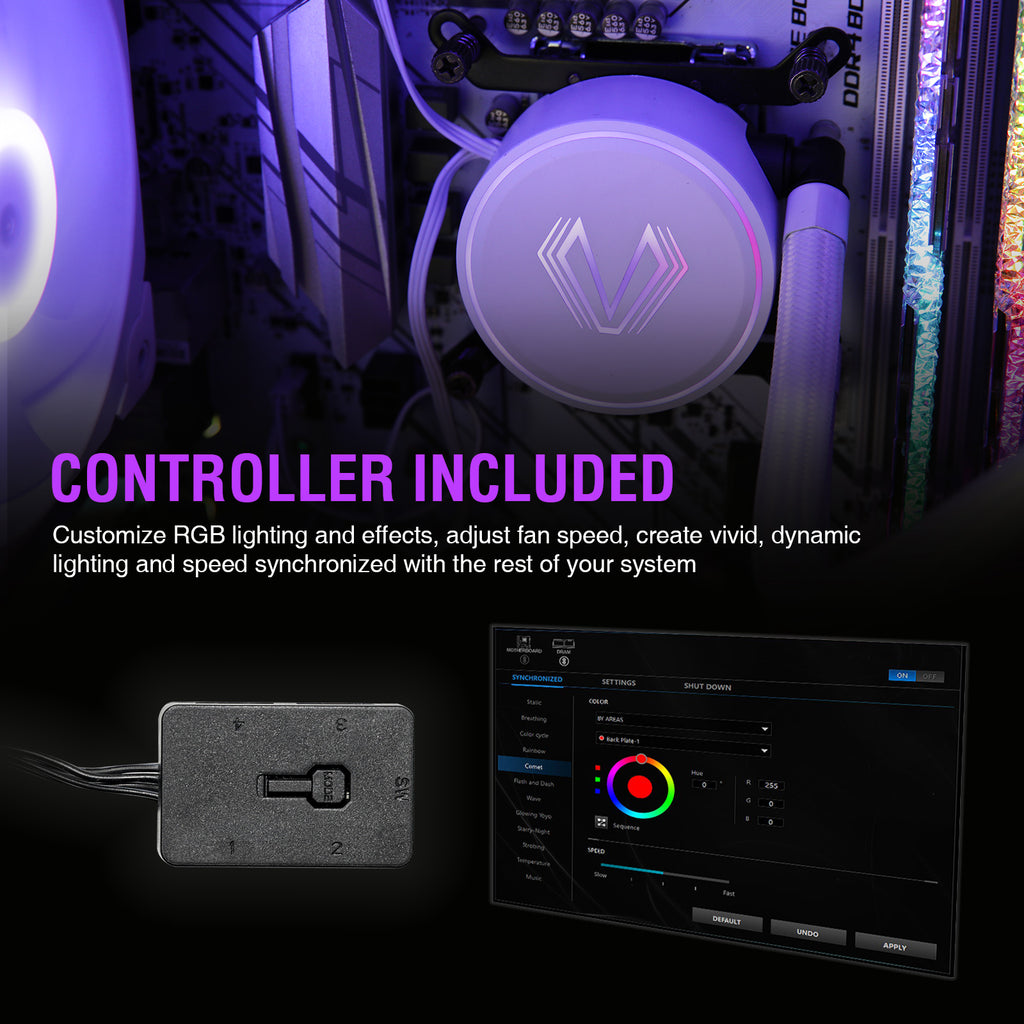 Vetroo V240 Liquid CPU Cooler 240mm Addressable RGB & PWM Pump & Fans 250W TDP AIO Water Cooler w/Controller Hub for Intel LGA 1851/1700/1200/115X AMD AM5/AM4 for Gaming Console