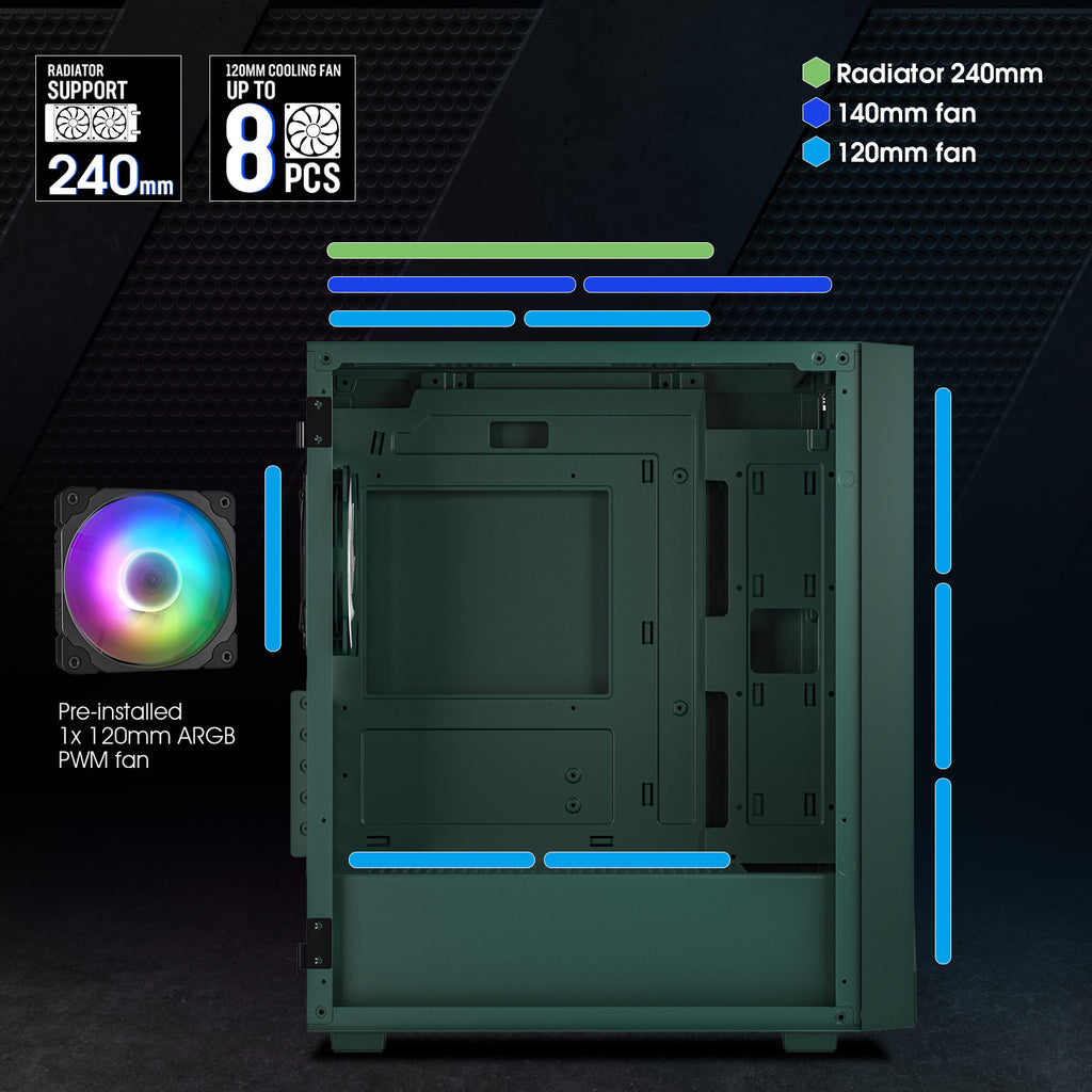 Vetroo M05 Compact Computer Case Micro ATX, Black / White / Green / Pink