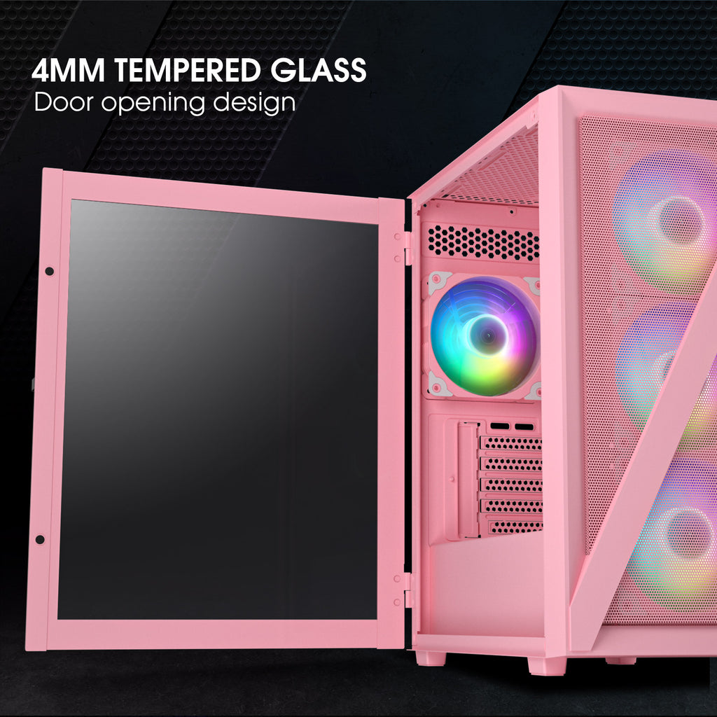Vetroo M05 Compact Computer Case Micro ATX, Black / White / Green / Pink