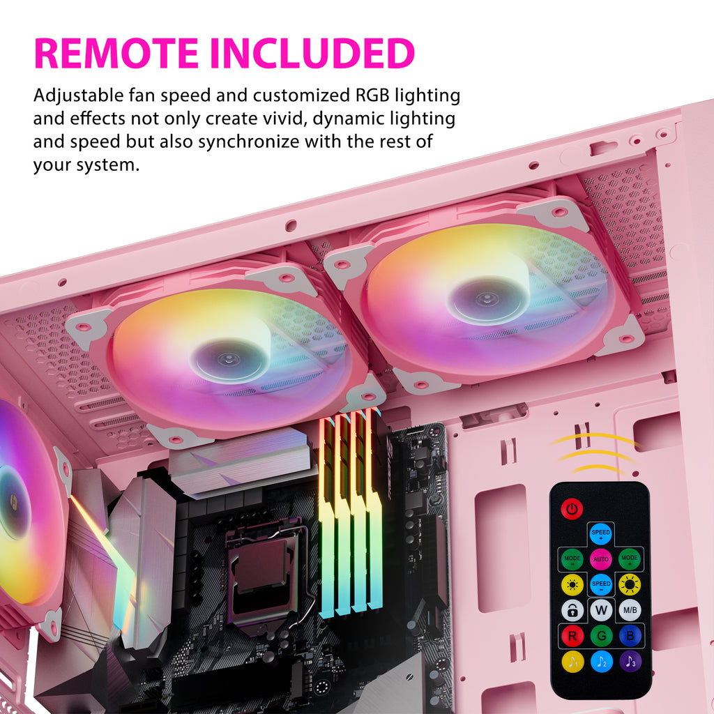 Vetroo SA-140 3-Pack 140mm Addressable RGB & PWM Motherboard Sync Computer PC Cooling Fans with Controller Low Noise High Performance 4-Pin 1200 RPM Hydraulic Bearing