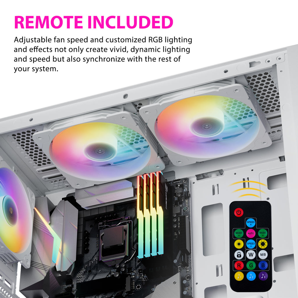 Vetroo SA-140 3-Pack 140mm Addressable RGB & PWM Motherboard Sync Computer PC Cooling Fans with Controller Low Noise High Performance 4-Pin 1200 RPM Hydraulic Bearing