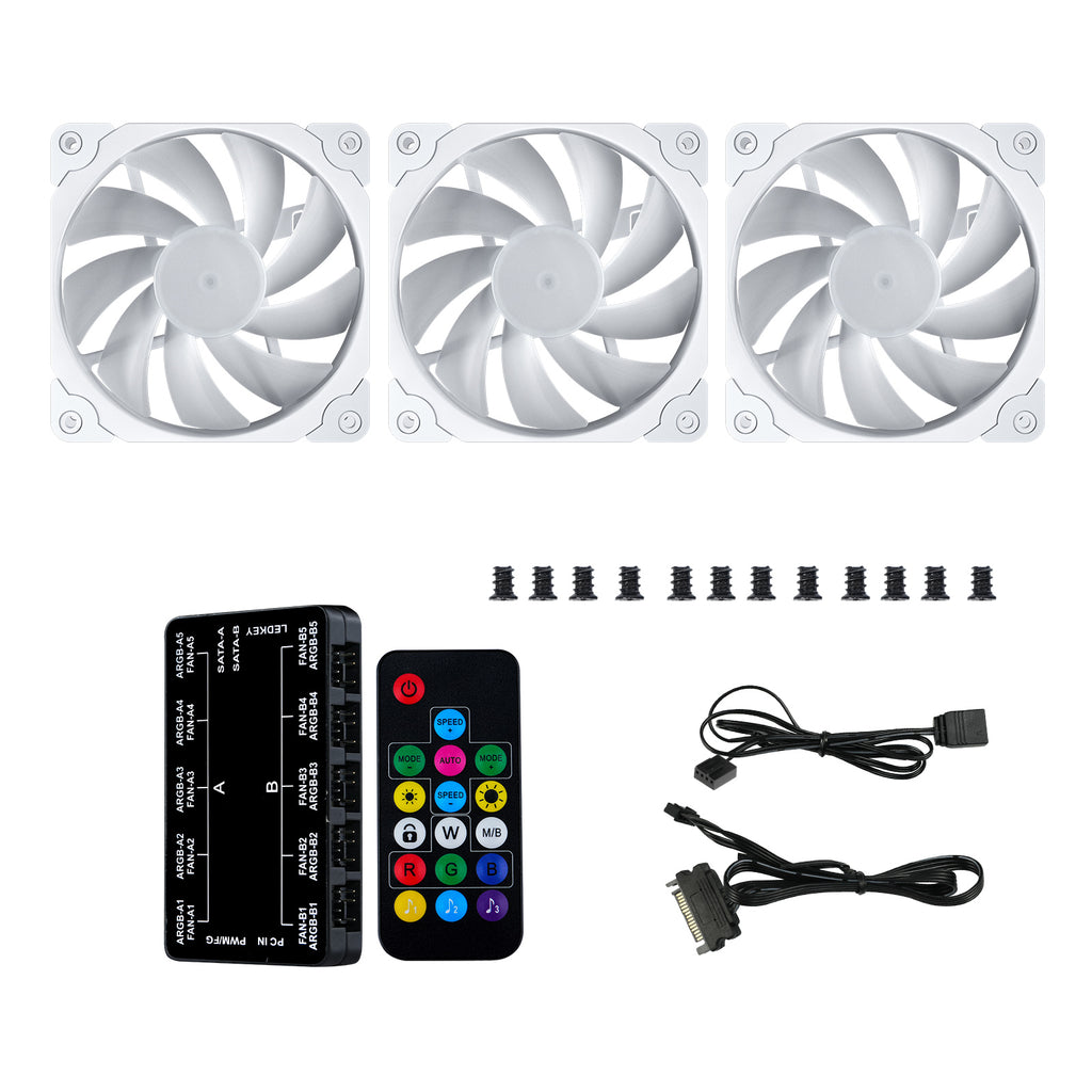 Vetroo SA-140 3-Pack 140mm Addressable RGB & PWM Motherboard Sync Computer PC Cooling Fans with Controller Low Noise High Performance 4-Pin 1200 RPM Hydraulic Bearing