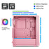 Vetroo M05 Pink ATX PC Gaming Case with Slashes on Front Panel & Tempered Glass Side Panel, Pre-Installed ARGB Fan, 7 Removable PCI Slots, Supports a 240mm Water Cooler and Type-C Ready