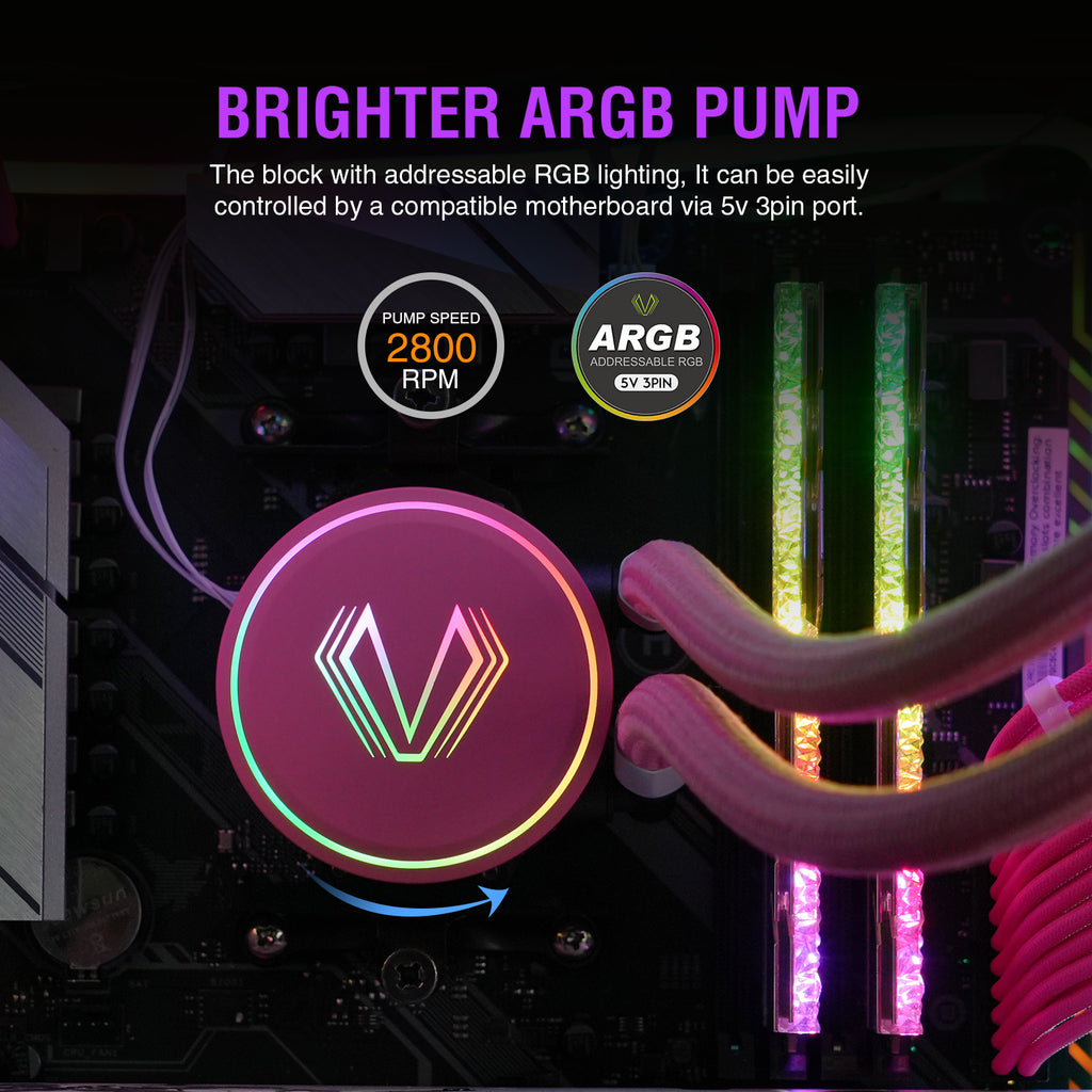 Vetroo V240 Liquid CPU Cooler 240mm Addressable RGB & PWM Pump & Fans 250W TDP AIO Water Cooler w/Controller Hub for Intel LGA 1851/1700/1200/115X AMD AM5/AM4 for Gaming Console