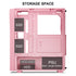Vetroo M05 Pink ATX PC Gaming Case with Slashes on Front Panel & Tempered Glass Side Panel, Pre-Installed ARGB Fan, 7 Removable PCI Slots, Supports a 240mm Water Cooler and Type-C Ready