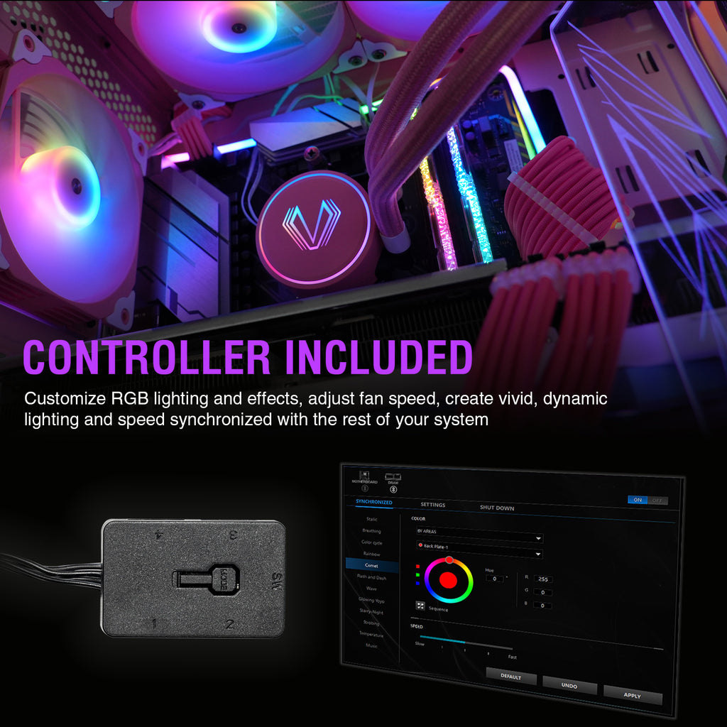 Vetroo V240 Liquid CPU Cooler 240mm Addressable RGB & PWM Pump & Fans 250W TDP AIO Water Cooler w/Controller Hub for Intel LGA 1851/1700/1200/115X AMD AM5/AM4 for Gaming Console