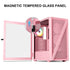 Vetroo M05 Pink ATX PC Gaming Case with Slashes on Front Panel & Tempered Glass Side Panel, Pre-Installed ARGB Fan, 7 Removable PCI Slots, Supports a 240mm Water Cooler and Type-C Ready