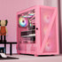 Vetroo M05 Pink ATX PC Gaming Case with Slashes on Front Panel & Tempered Glass Side Panel, Pre-Installed ARGB Fan, 7 Removable PCI Slots, Supports a 240mm Water Cooler and Type-C Ready