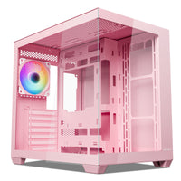 Vetroo AL900 Mid Tower PC Case – Hidden Connectors, ARGB Fan, Cable Management, Supports 160mm CPU, 410mm GPU, 360mm Water Cooling-Pink-Vetroo