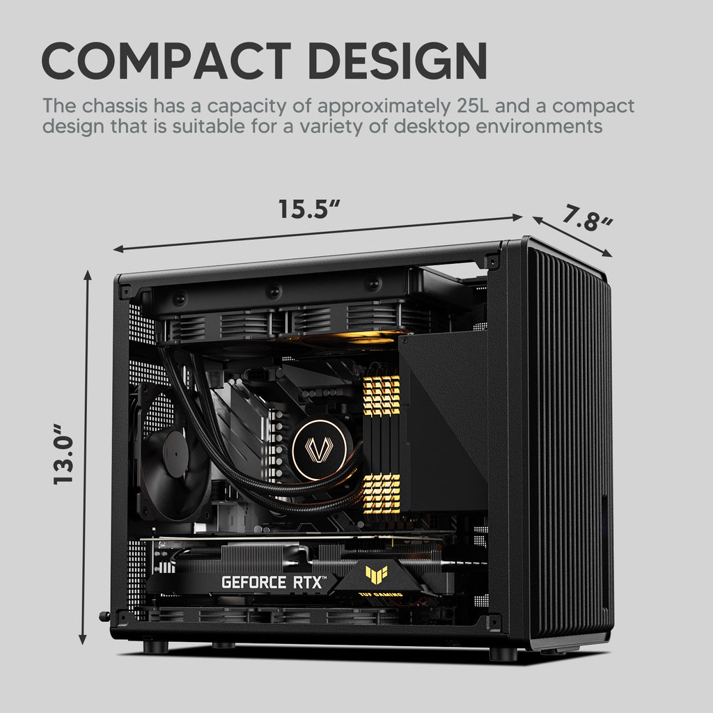 Vetroo M06 Gaming PC Case – Compact High Airflow Micro-ATX / Mini-ITX Chassis with Mesh Front & Modern Design