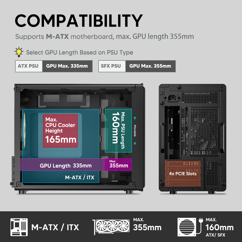Vetroo M06 Gaming PC Case – Compact High Airflow Micro-ATX / Mini-ITX Chassis with Mesh Front & Modern Design