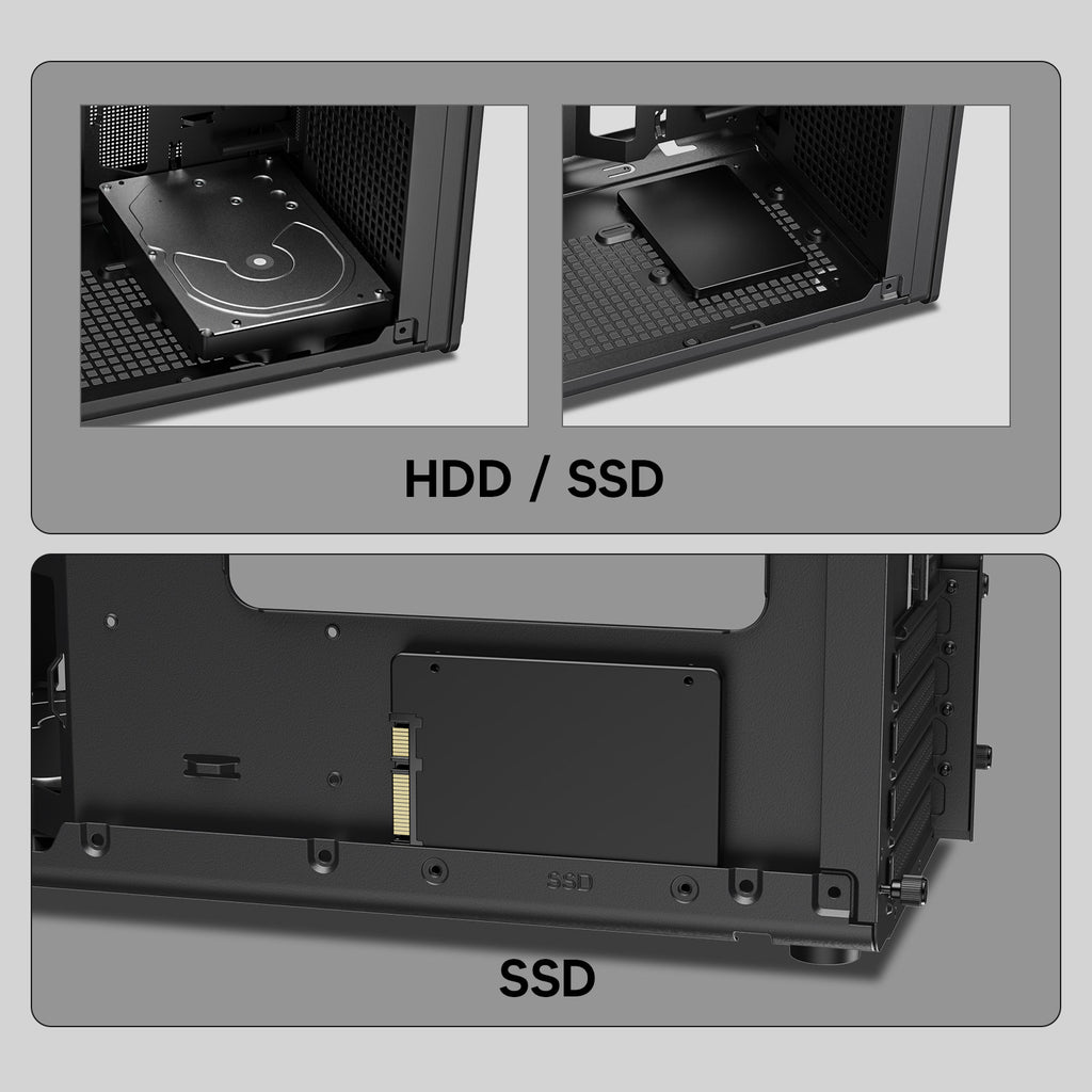 Vetroo M06 Gaming PC Case – Compact High Airflow Micro-ATX / Mini-ITX Chassis with Mesh Front & Modern Design