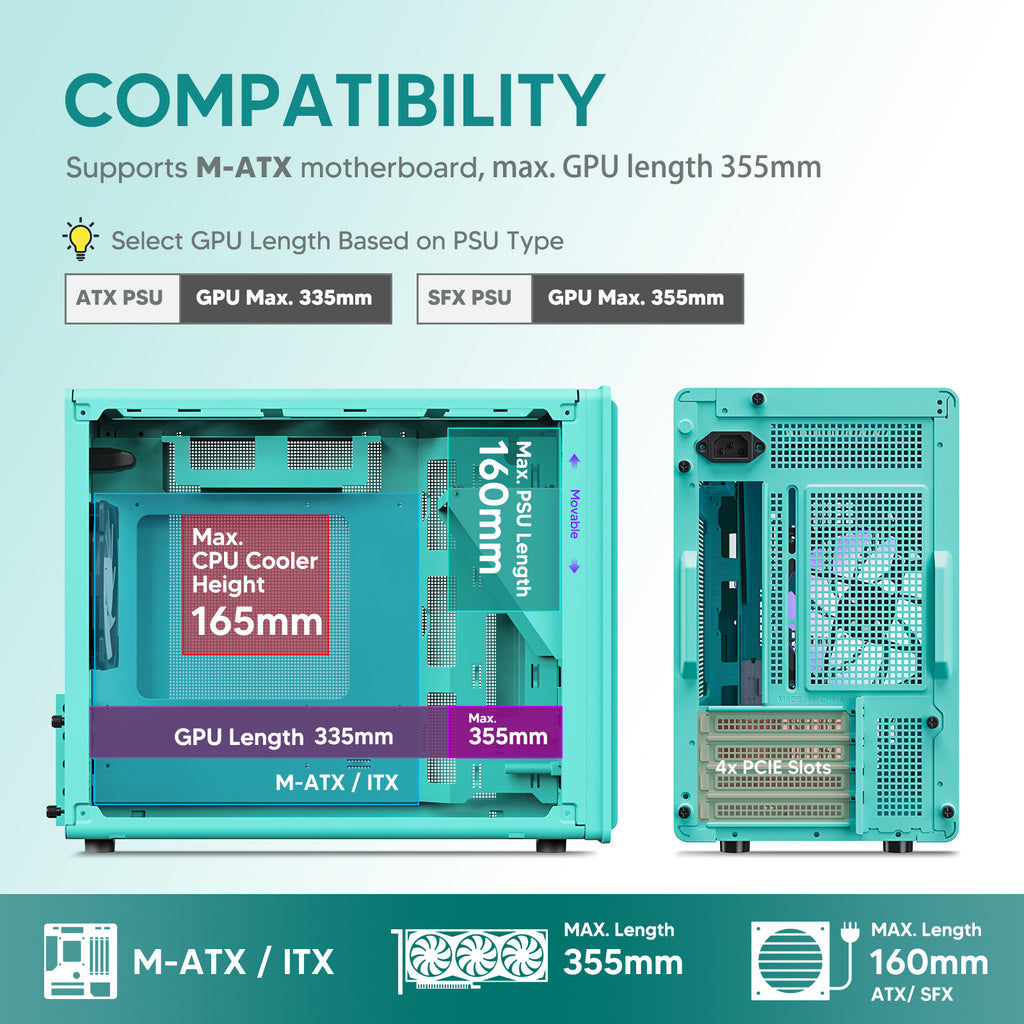 Vetroo M06 Gaming PC Case – Compact High Airflow Micro-ATX / Mini-ITX Chassis with Mesh Front & Modern Design