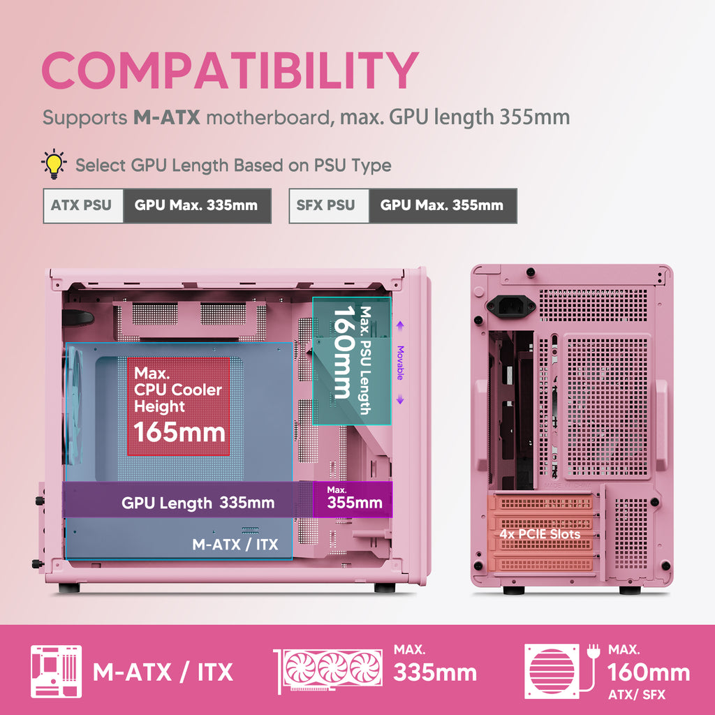 Vetroo M06 Gaming PC Case – Compact High Airflow Micro-ATX / Mini-ITX Chassis with Mesh Front & Modern Design