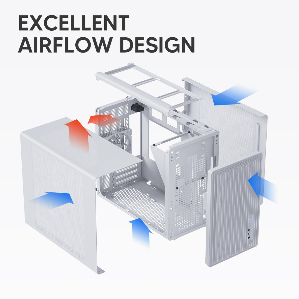 Vetroo M06 Gaming PC Case – Compact High Airflow Micro-ATX / Mini-ITX Chassis with Mesh Front & Modern Design