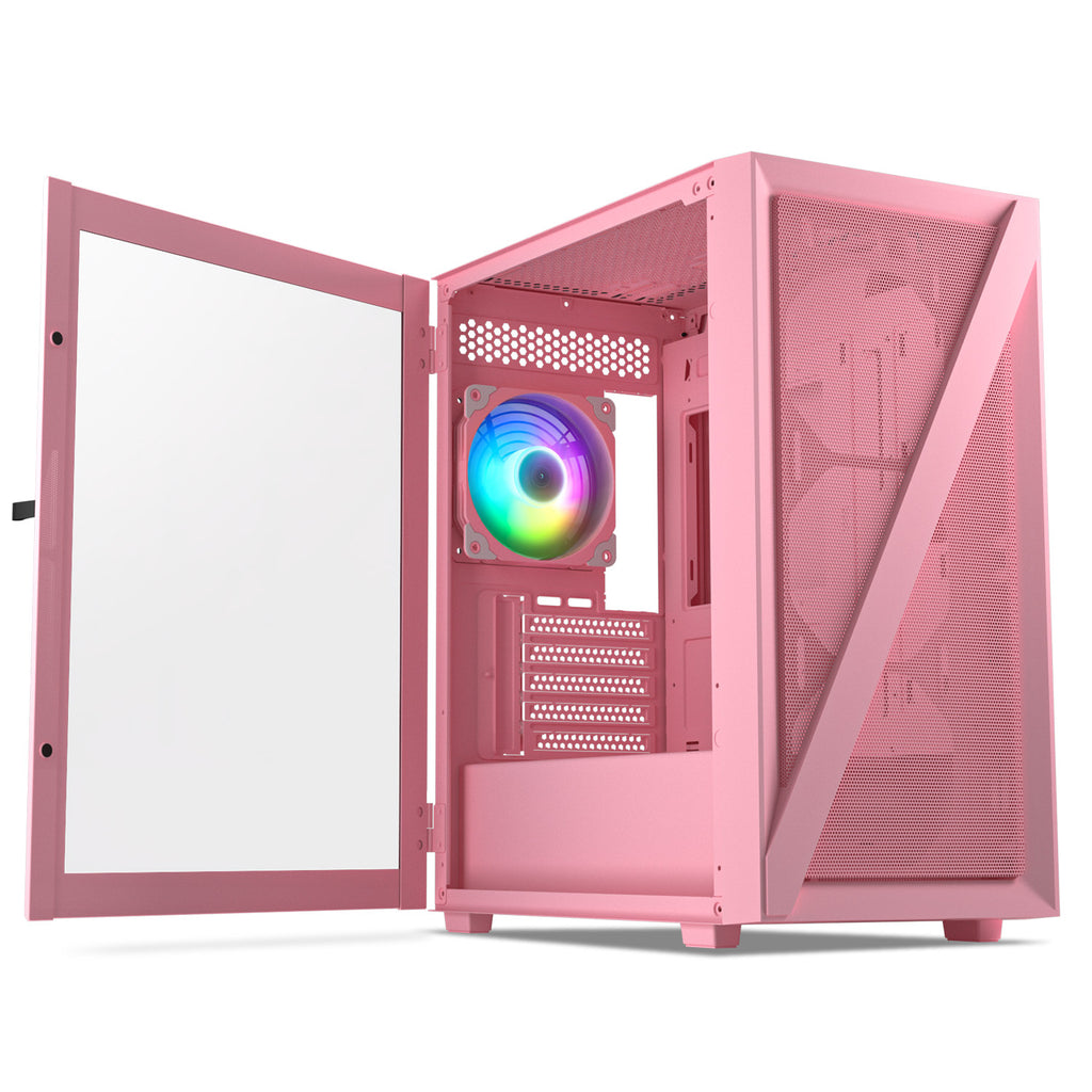 Vetroo M05 Compact Computer Case Micro ATX, Black / White / Green / Pink