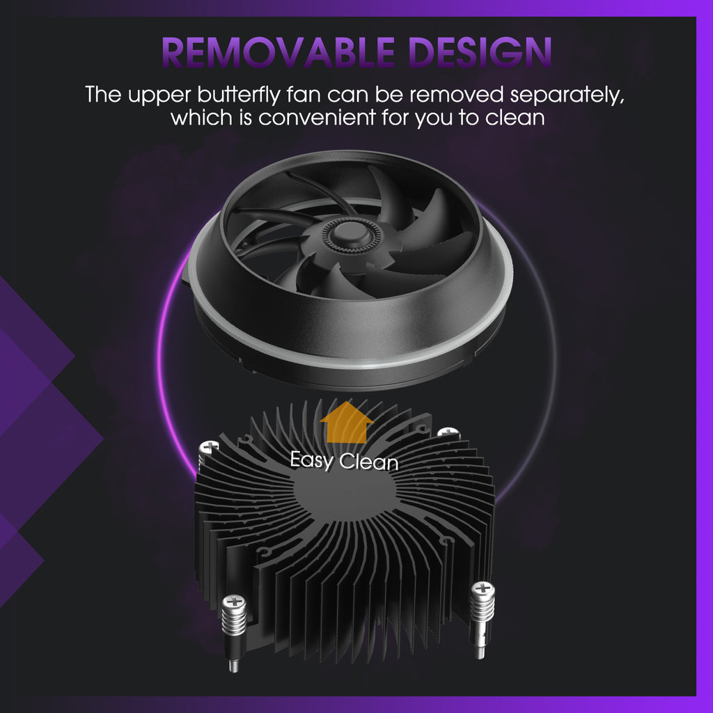 Vetroo Shadow Low-Profile CPU Cooler for Intel LGA 1200/115X, 95W TDP