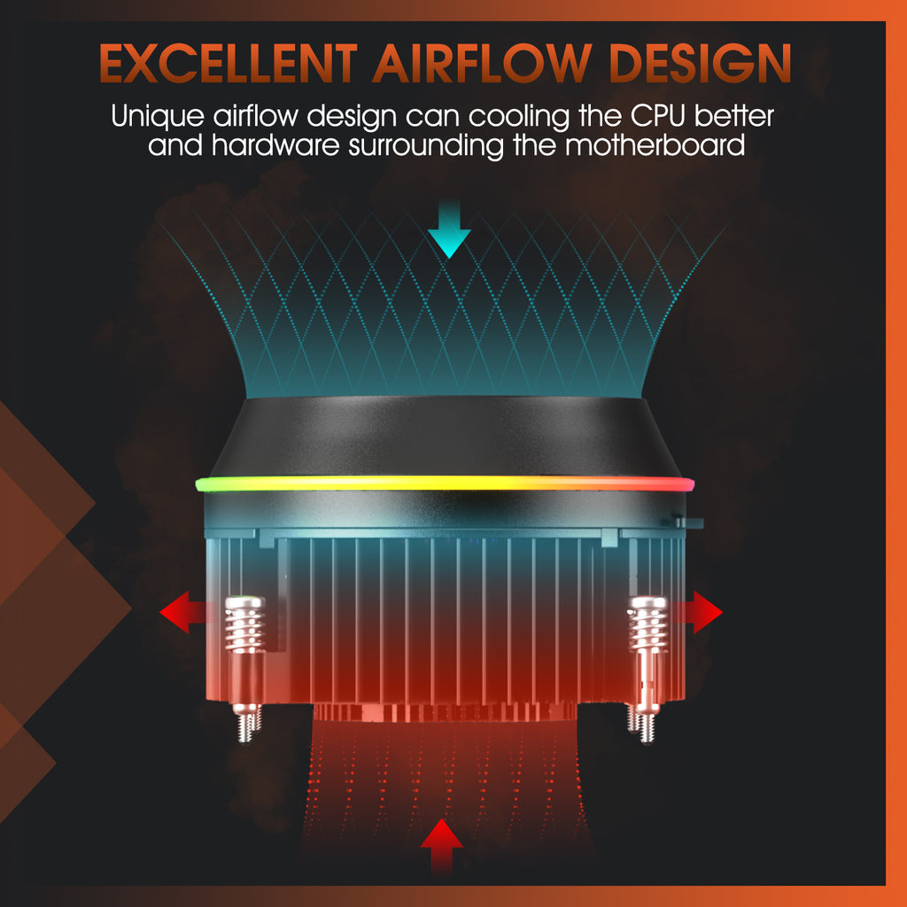 Vetroo Shadow Low-Profile CPU Cooler for Intel LGA 1200/115X, 95W TDP
