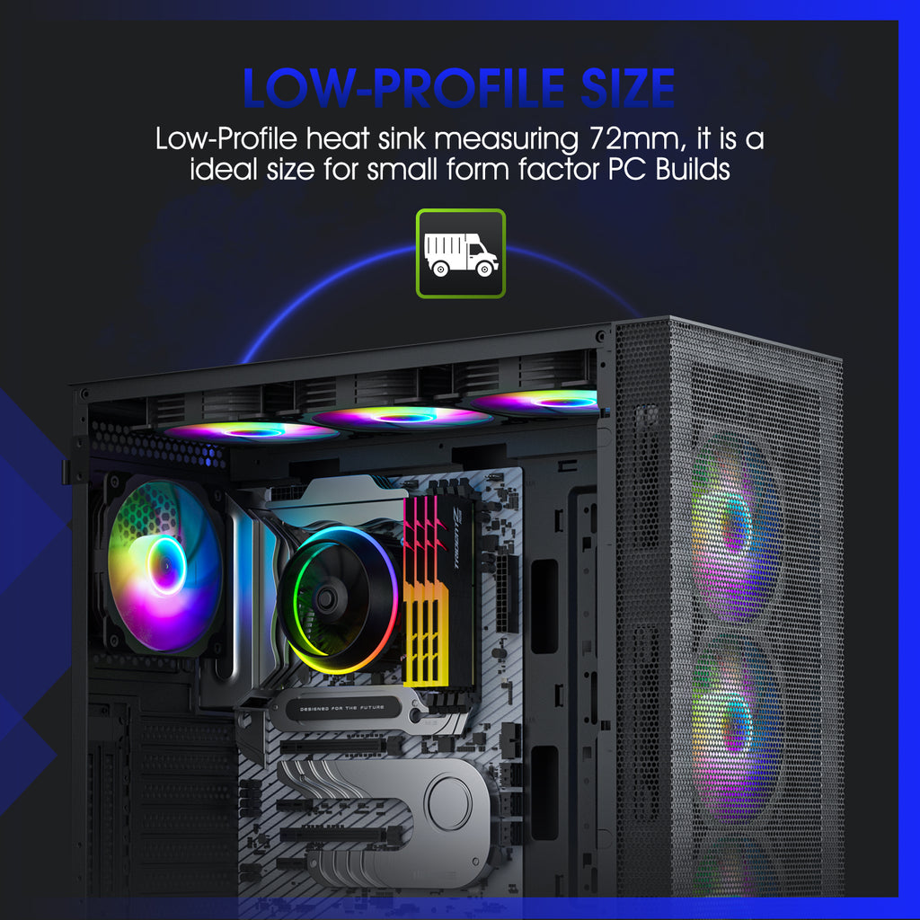 Vetroo Shadow Low-Profile CPU Cooler for Intel LGA 1200/115X, 95W TDP