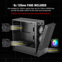 Vetroo AL600 Mid-Tower ATX Gaming PC Case w/ 6x 120mm Fan