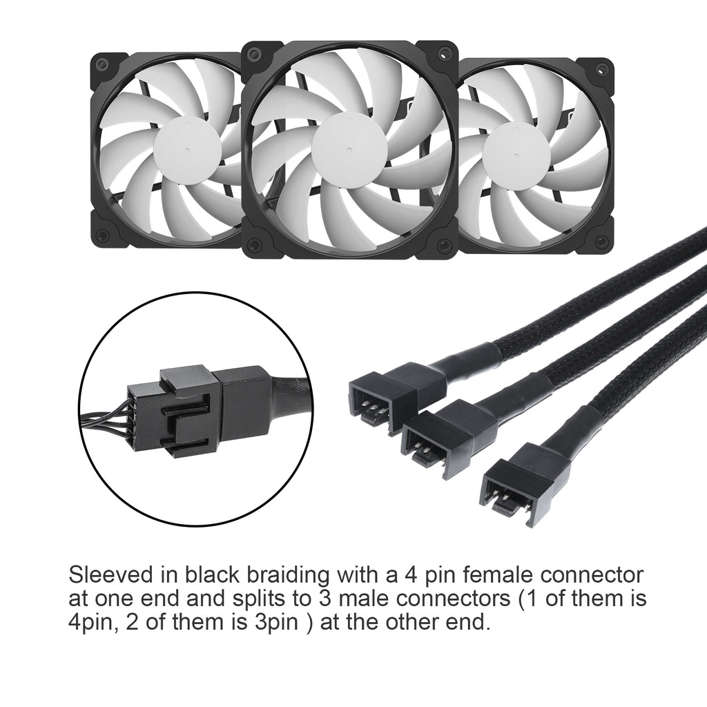 Vetroo 2 Pack 1 to 3 Converter PWM Fan Splitter Cable