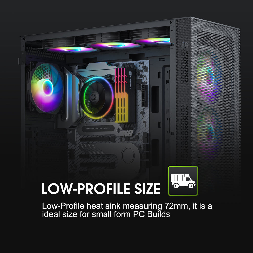 Vetroo Eclipse Low-Profile CPU Cooler for Intel LGA 1851 & 1700, 95W TDP