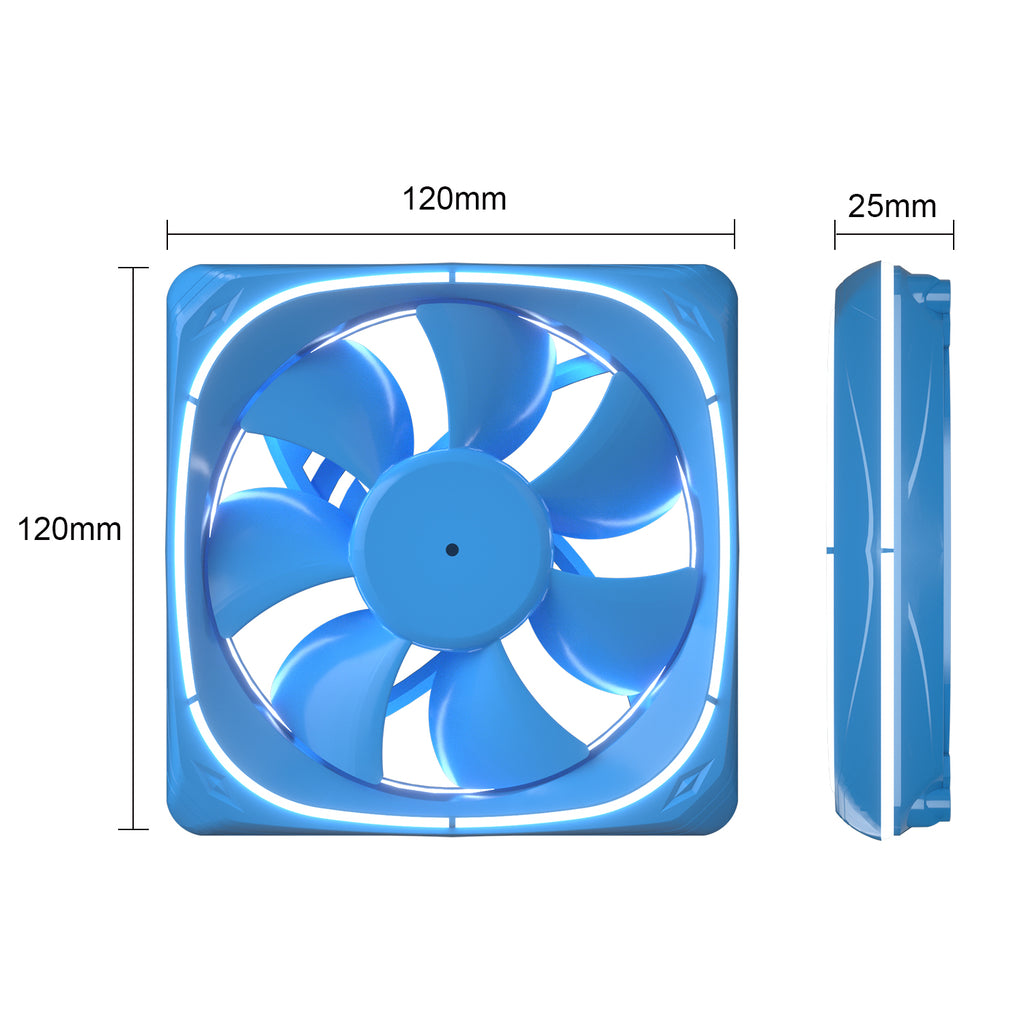 Vetroo DF120 120mm Cooling Fan White LED Macaron Frame Case