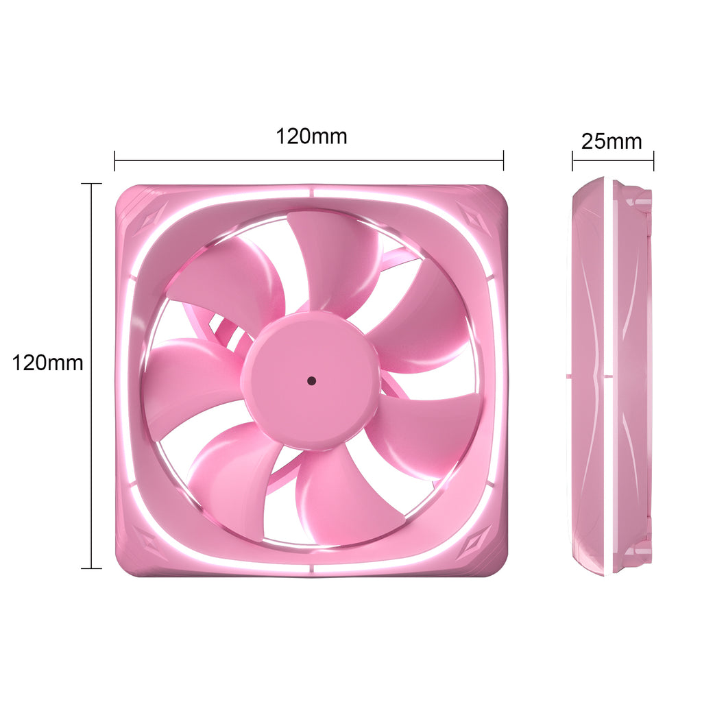 Vetroo DF120 120mm Cooling Fan White LED Macaron Frame Case