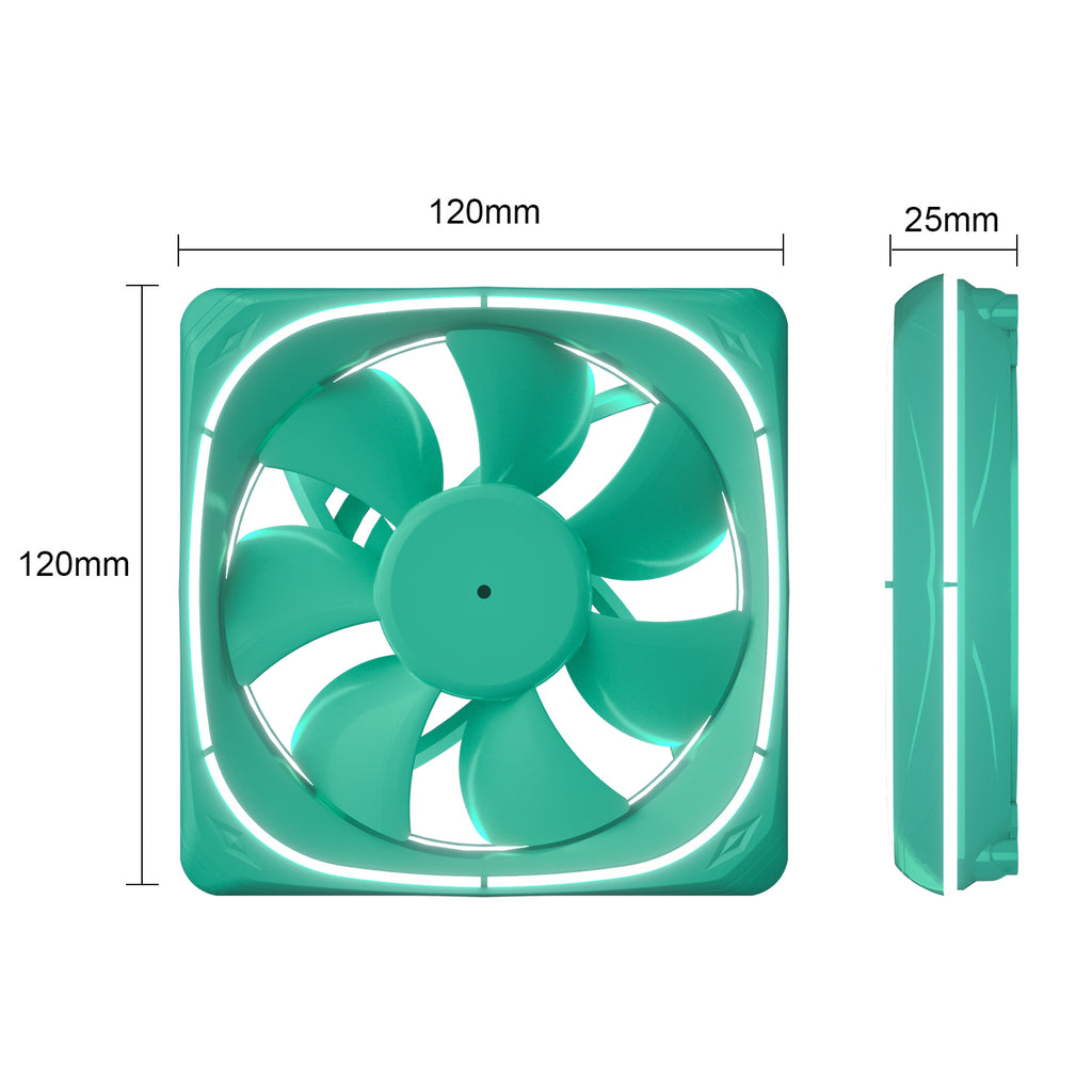 Vetroo DF120 120mm Cooling Fan White LED Macaron Frame Case