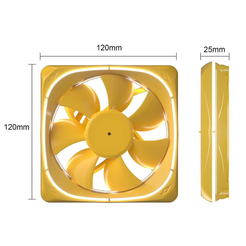 Vetroo DF120 120mm Cooling Fan White LED Macaron Frame Case