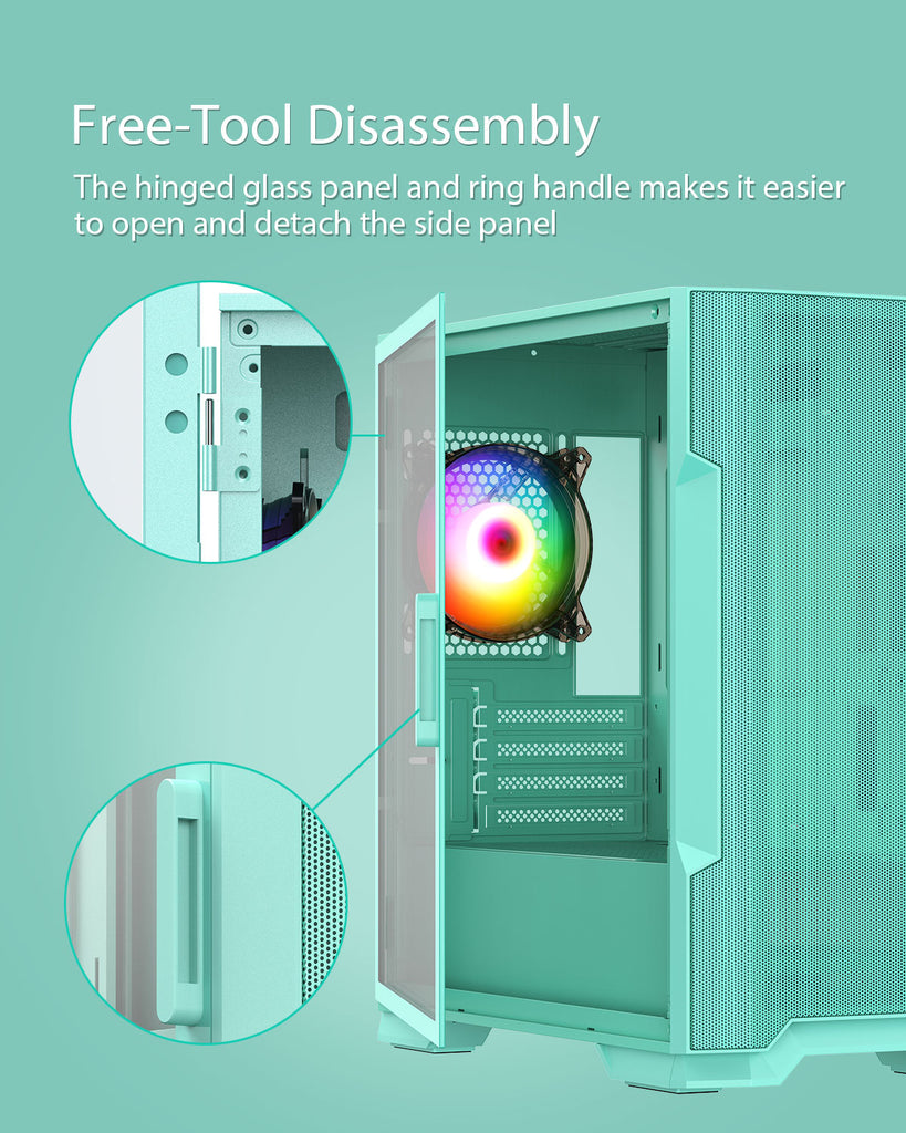 Vetroo M03 M-ATX Gaming PC Case, 4 colors