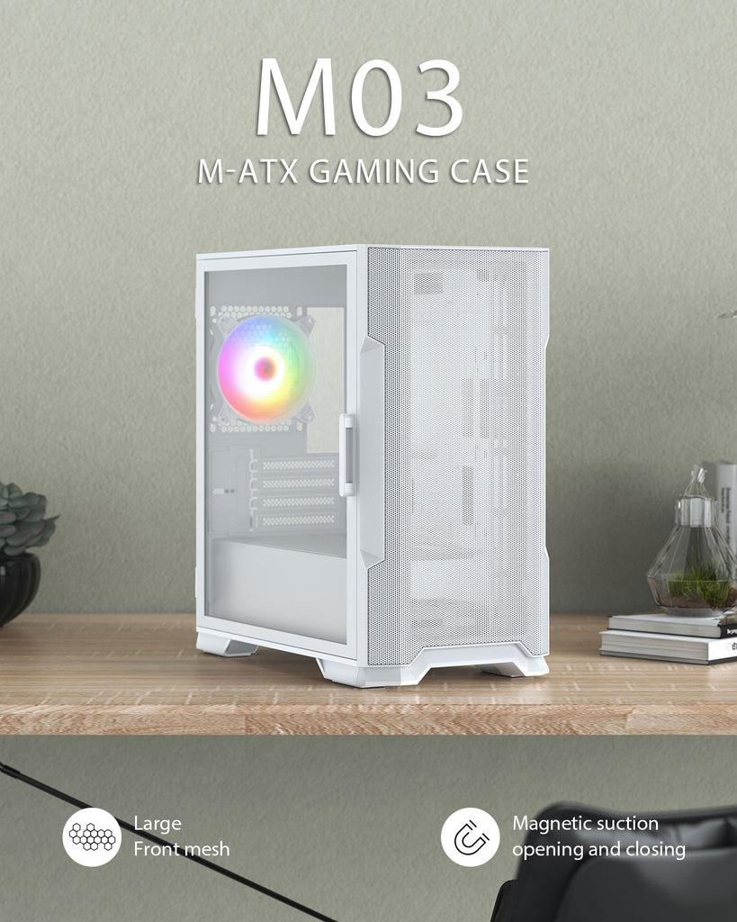 Vetroo M03 M-ATX Gaming PC Case, 4 colors