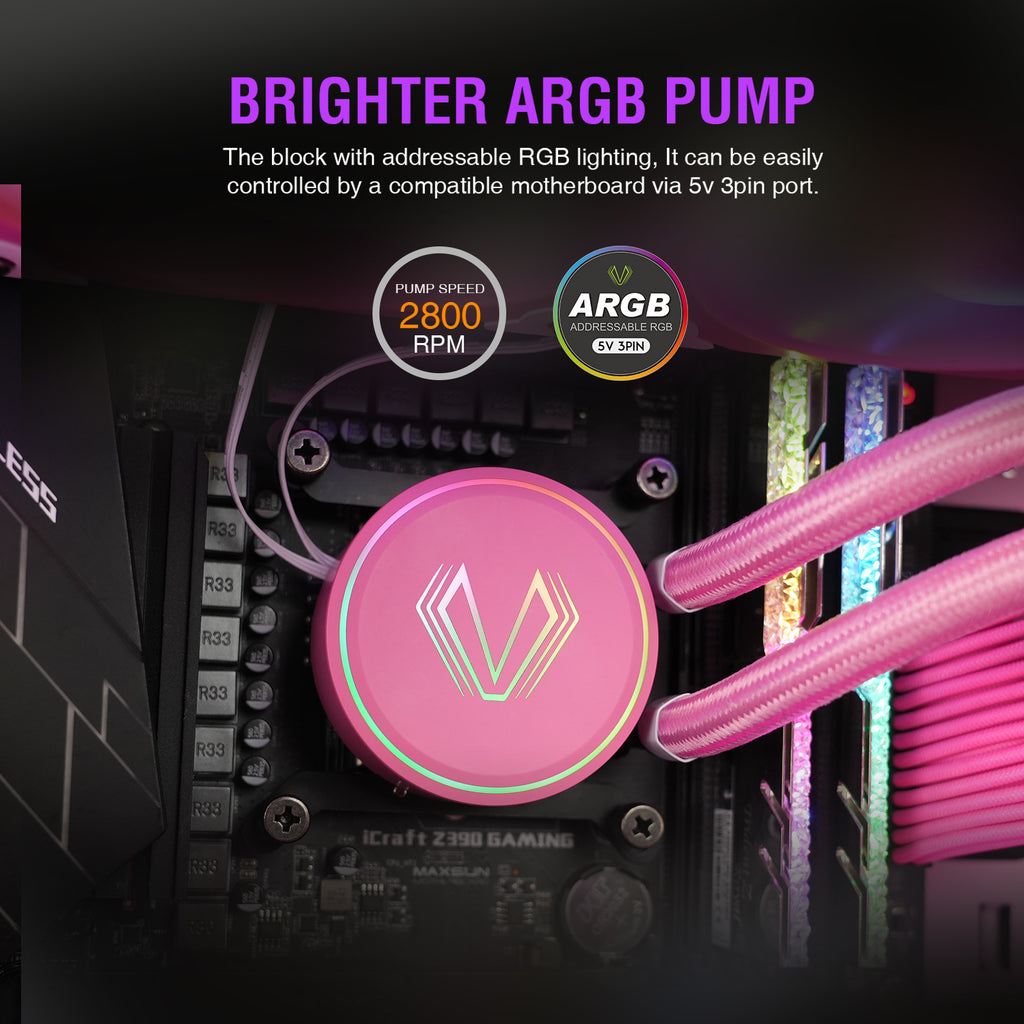 Vetroo V360 White CPU Water Cooler ARGB Intel 1700/115X AMD AM5/AM4