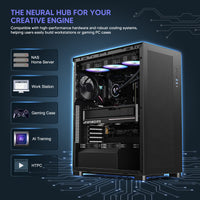 Vetroo S1000 E-ATX Storage NAS Computer PC Case, Supports up to 4 HDDs & 3 SSDs, 10 x 120mm Fans & One 480mm Water Cooler in Front, 9 PCIe Slots for Multi Graphics Card, Type-C Ready - Black