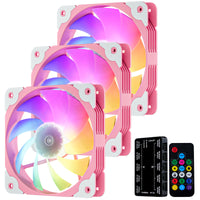 Vetroo SA-140 3-Pack 140mm Addressable RGB & PWM Motherboard Sync Computer PC Cooling Fans with Controller Low Noise High Performance 4-Pin 1200 RPM Hydraulic Bearing