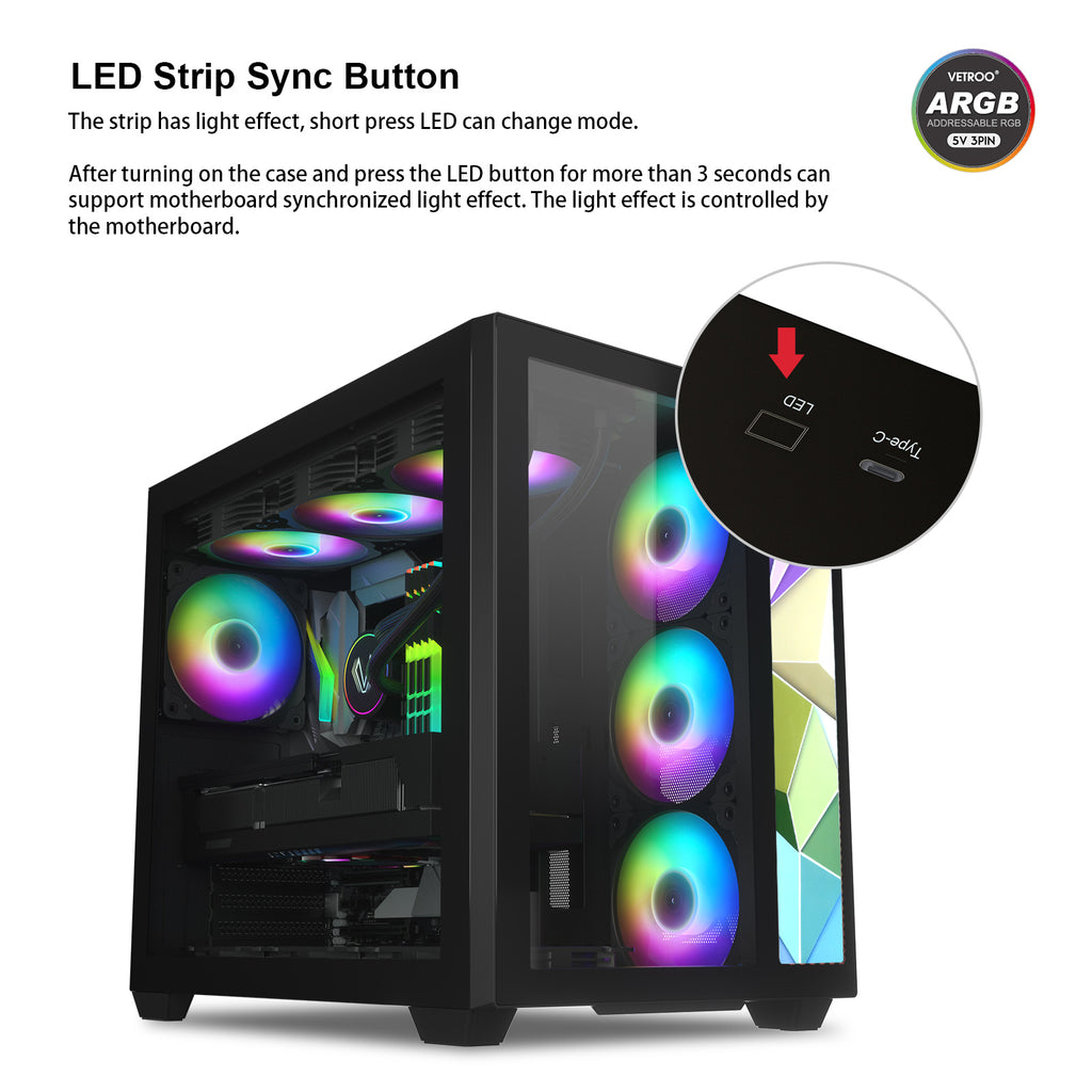 Colorcore Device Front Panel Vetroo Front Panel with Addressable RGB LED Strip Colorful Mosaics Rep